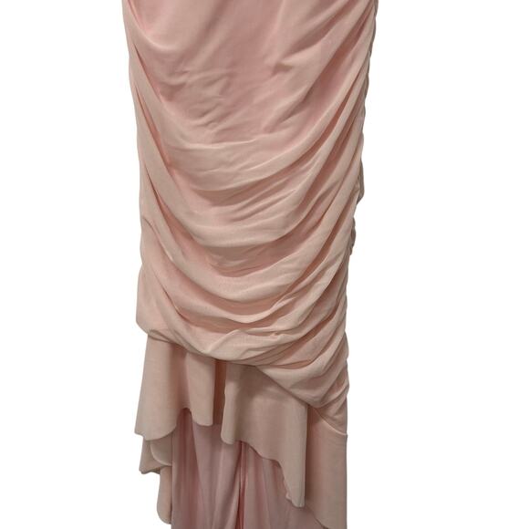 HERE COMES THE SUN Jozelle Ruffle Hem Midi Dress Powder Pink Women’s Sz L - NWT - Picture 10 of 13